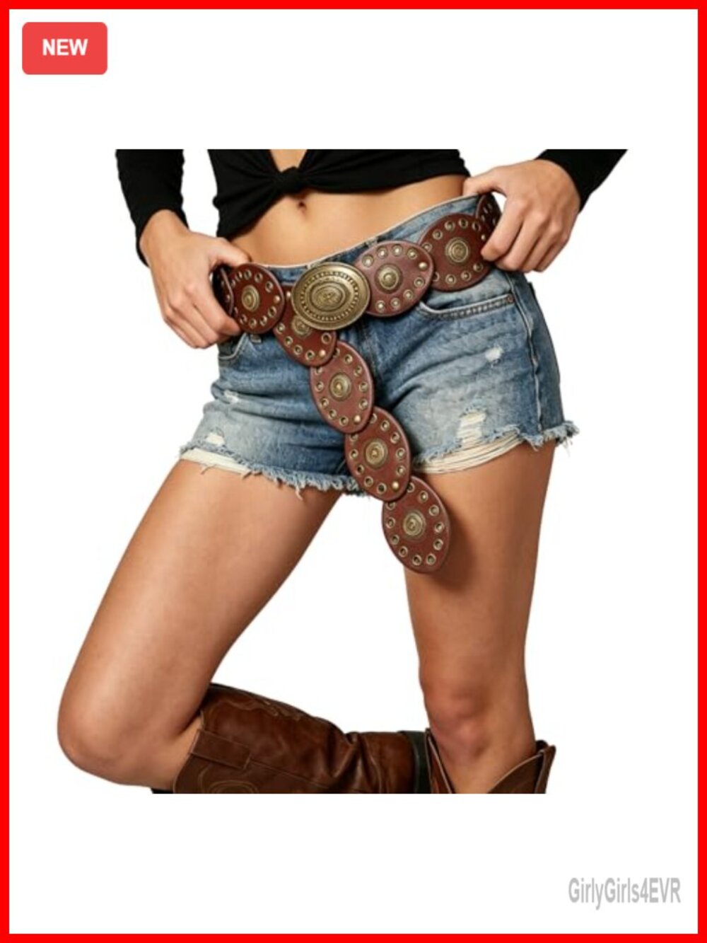 Womens Wide Western Belt PU Leather Vintage Boho Cowgirl